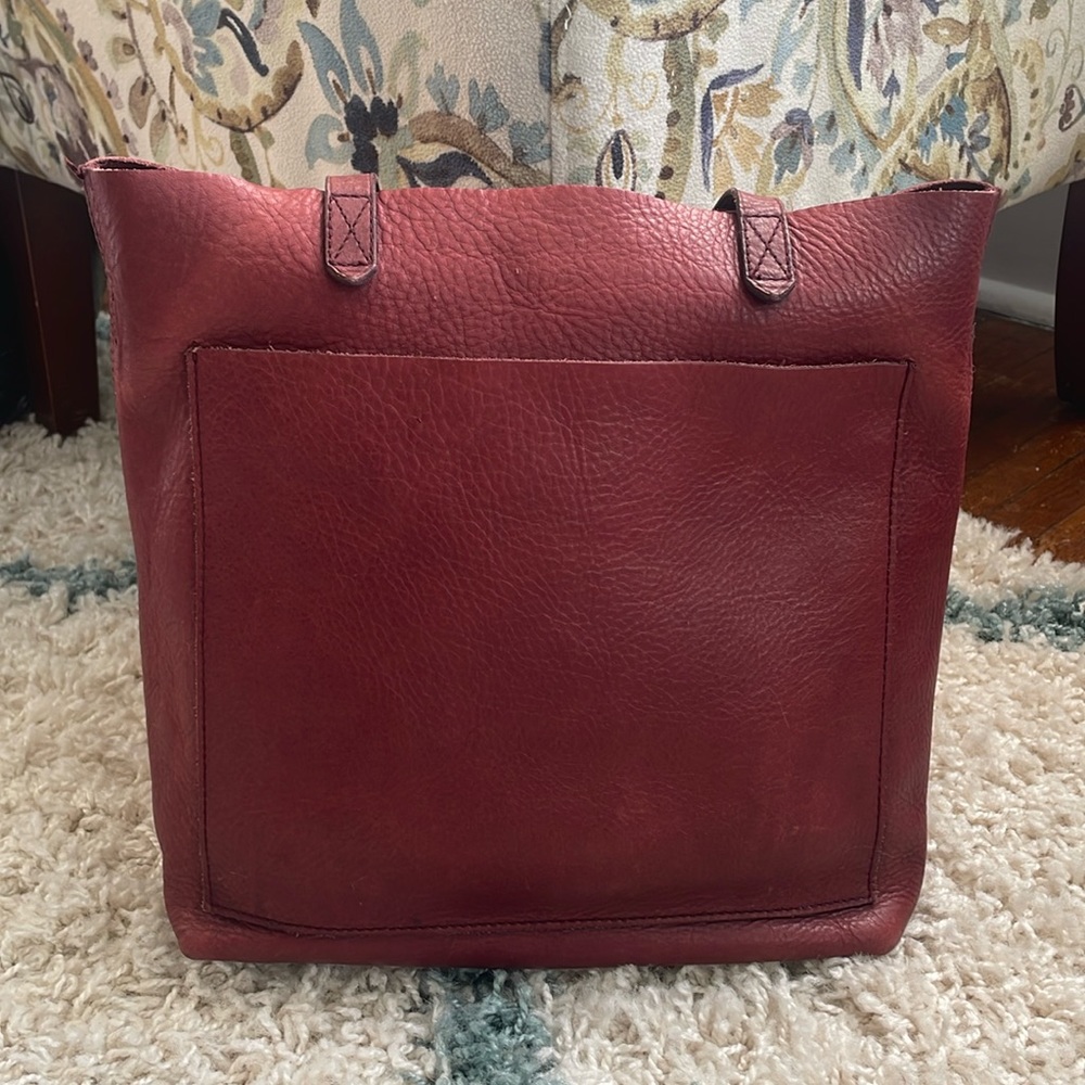 Madewell Medium Transport Tote Genuine Leather Burgundy Shoulder Bag